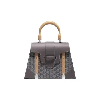 GOYARD Canvas With Leather Shoulder Bag Crossbody Bag Handbag Small Size Women's Gray