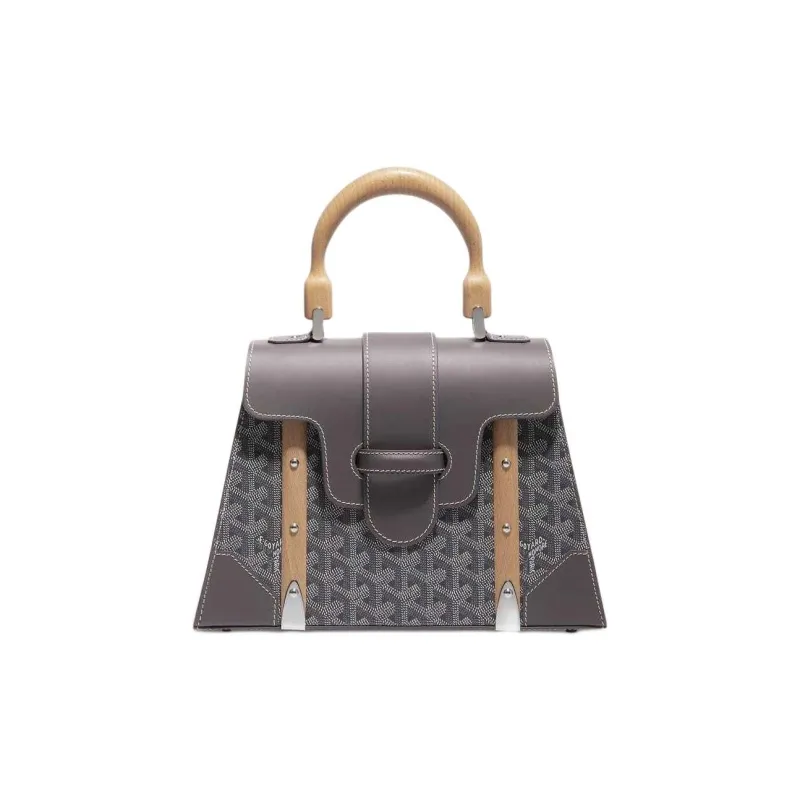 GOYARD Canvas With Leather Shoulder Bag Crossbody Bag Handbag Small Size Women's Gray-0