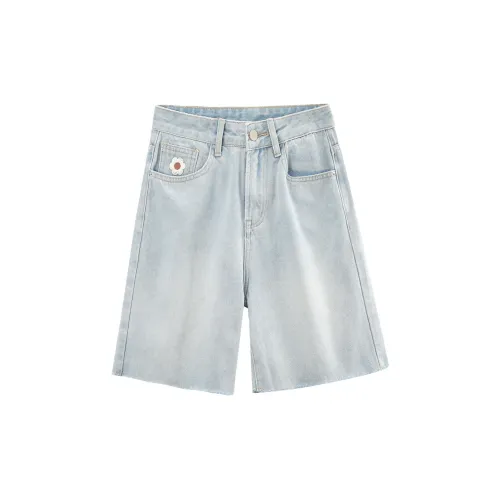 A paradise for awakening Denim Shorts Women's Light Blue