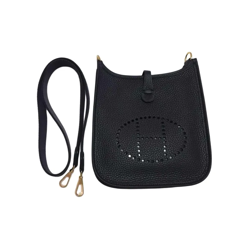 HERMES Evelyne Clemence Calfskin Ivorie Crossbody Bag Shoulder Bag Women's Black-0