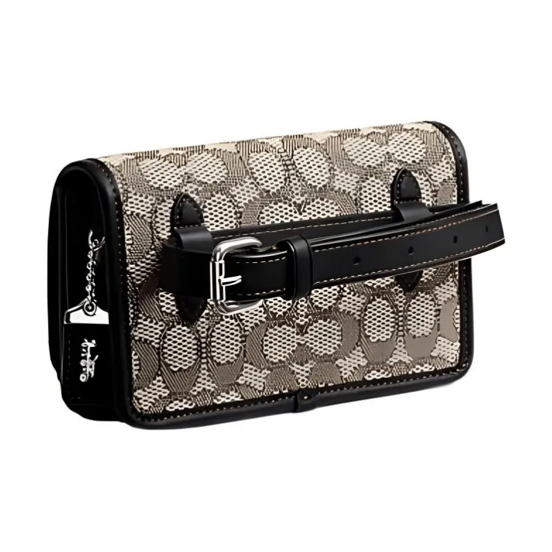 COACH Bandit Canvas With Leather Sling Bag, Fanny Pack, Crossbody Bag Women's Gray & Black-1