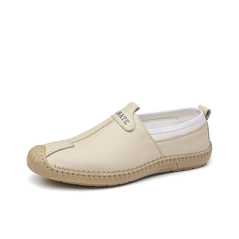 PAMATE Gommino Loafers Men Ecru/Black/Brown-0