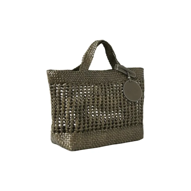 Mulberry Leather Tote Bag Shopping Bag Handbag Small Size Women's Linen Green-1