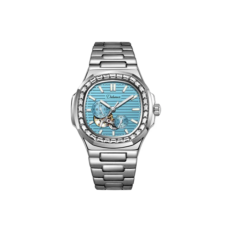 Dulunwe Automatic Mechanical Movement Metal Strap Watch Men's Watches Silver Dial-9