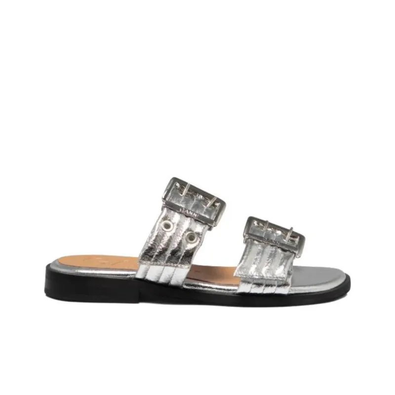 GANNI Slide Slippers Women's Silver-1