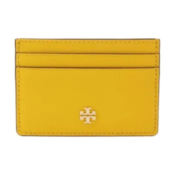 TORY BURCH Emerson Cow Leather Card Holder Women's Yellow