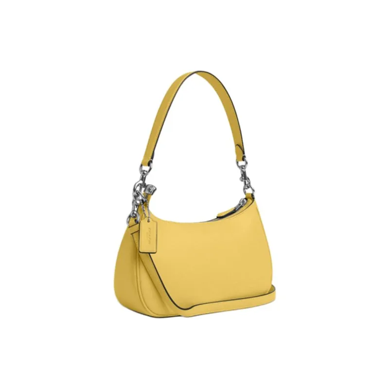 COACH Teri Cow Leather Handbag, Shoulder Bag Medium Size Women's Silver & White-1