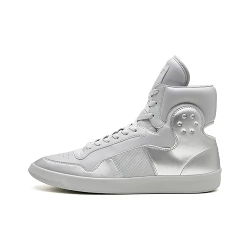 EQLZ EQUALIZER Vintage Basketball Shoes Unisex High-Top Liquid Silver