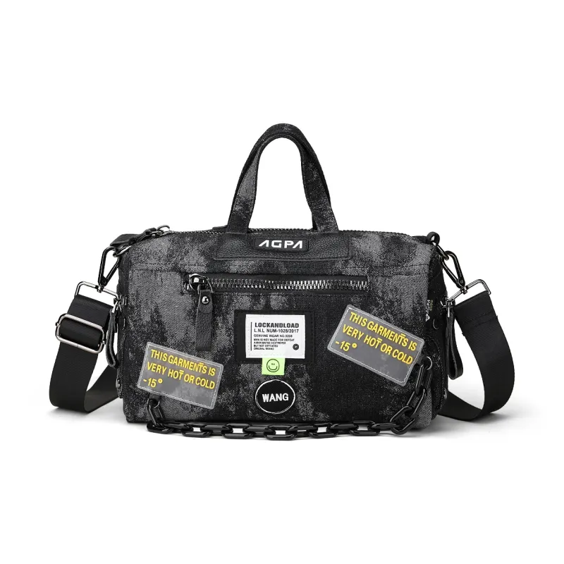 Fillove Denim Crossbody Bags Handbags Regular Unisex Black-0