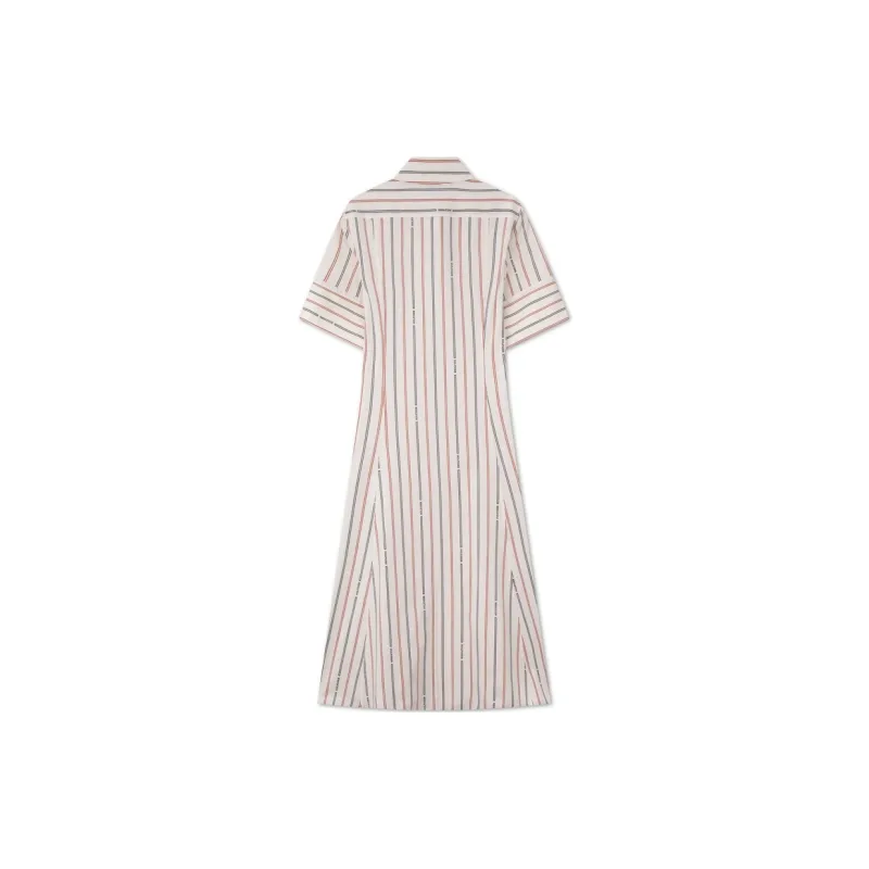 Tommy Hilfiger Short-Sleeved Dresses Women's White Stripes-1