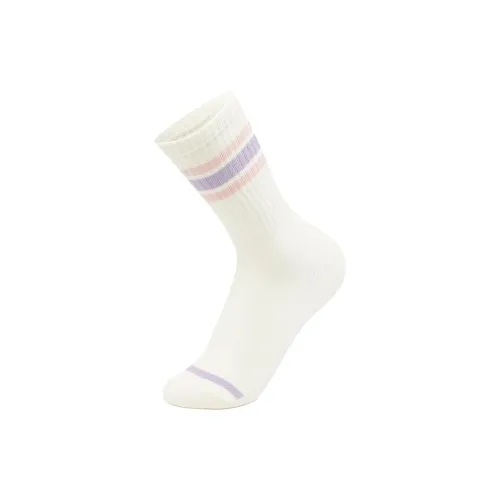 LiNing Sports Life Collection Mid Calf Socks Unisex 1 Pack Ecru Pink Purple