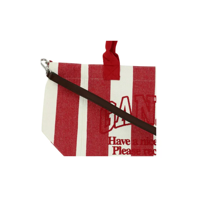 GANNI Barbados Striped Small Shopper Bag-4