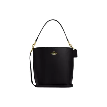 COACH City Leather One Shoulder Crossbody Bucket Bag, Handbag Large Size Women's Black