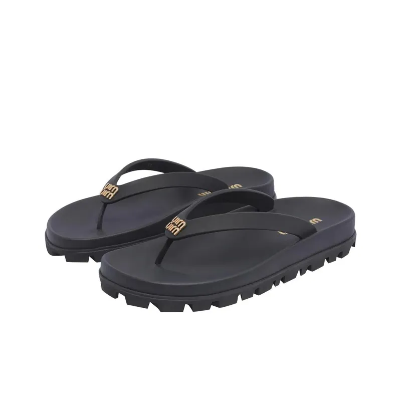 MIU MIU Slip Resistant Flip Flops Women's Black-2