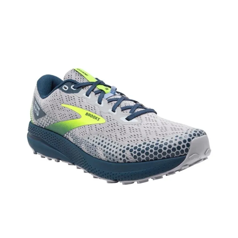Brooks Anti-Slip Wear-Resistant Low-Top Running Shoes Men's Gray Blue Yellow-2