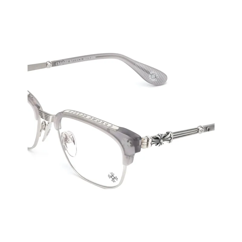 Chrome Hearts Plate And Metal Square Eyeglass Frames Unisex Smoke Gray-4