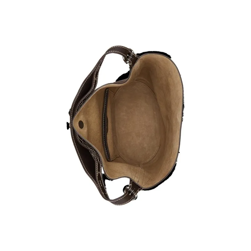 Polo Ralph Lauren Bellport Nubuck Bucket Bags Shoulder Bag Crossbody Bag Handbag Medium Size Women's Brown-3