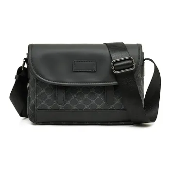 Old Man's Head Synthetic Leather Sling Bags Crossbody Bags Men's Black