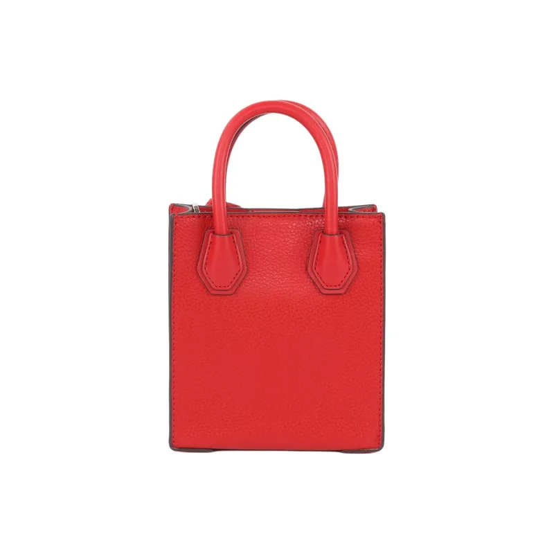 MICHAEL KORS Mercer Pebble Leather Tote Bag, Shopping Bag, Portable Crossbody Bag, Shoulder Bag Mini Women's Bright Red-2