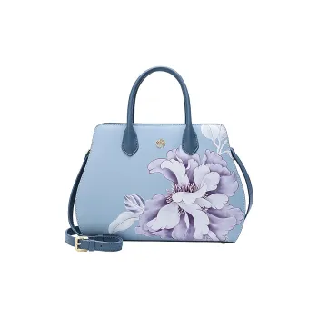 Ancient Yi Xi Cow Leather Niche Elegance One Shoulder Mom Bag Cheongsam Crossbody Handbag Women's Sunny Mountain Blue