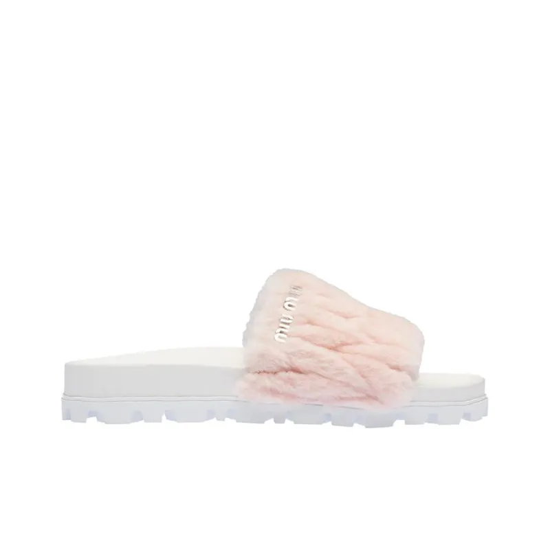 MIU MIU Matelassé Slide Slippers Women's Orchid Powder-1