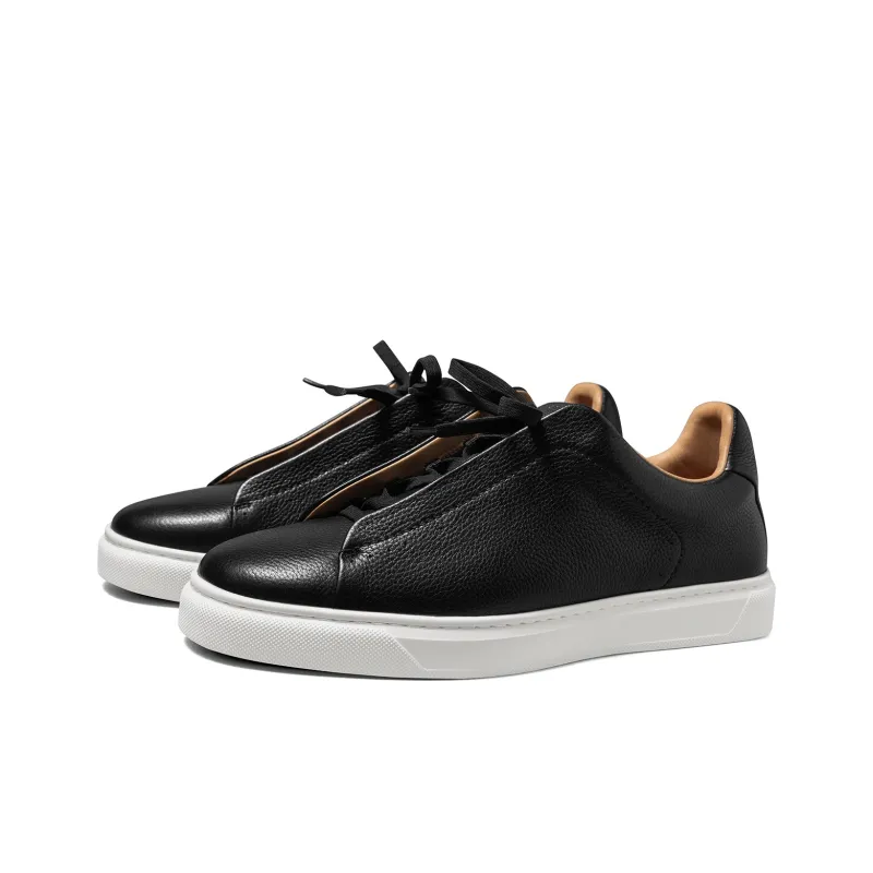 THOM WILLS Trendy Versatile Slip on Casual Shoes Low Top Skateboard Shoes Men's Black-1