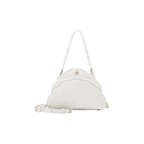 Ancient Yi Xi Cow Leather Niche Design Crossbody Bag, Dome Bag, Handheld Cheongsam Bag Women's Ecru