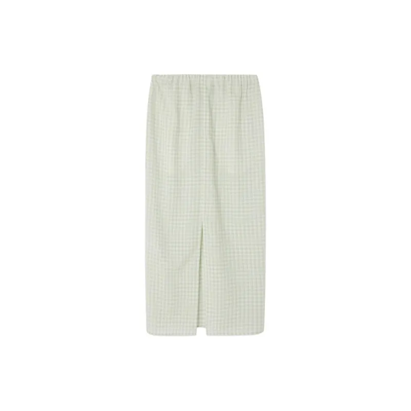 AMERICAN VINTAGE A.M SS24 JUPE FEMME PYKOBOO Casual Long Skirts Women's Vichy Opal Green-1