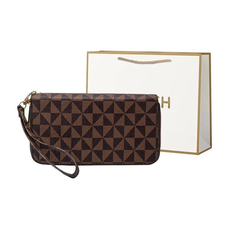BRINCH Printed Material Wallet Regular Unisex Black/Coffee/White-1
