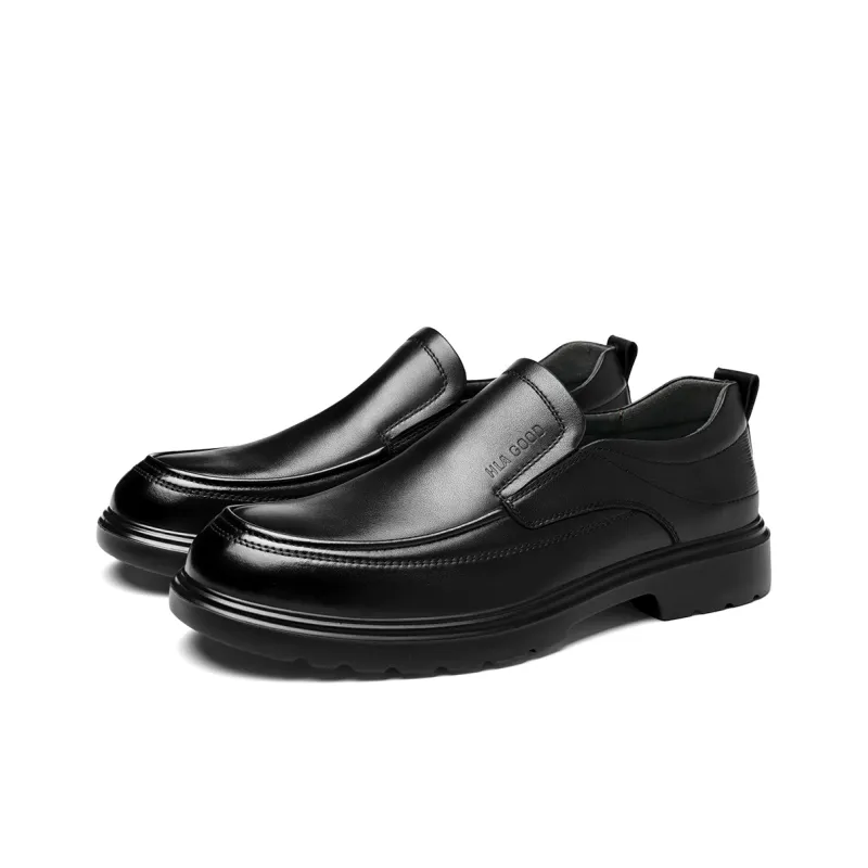 HLA Dress Shoes Men Low Top Black-1