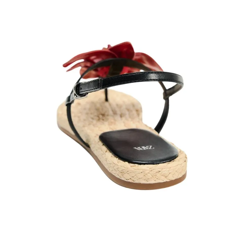 ZARA Strap Sandals 1.5cm Women's Red-4