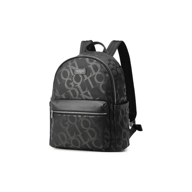 GOLDLION Fabric With Cow Leather Backpack Tubas Men's Black-0