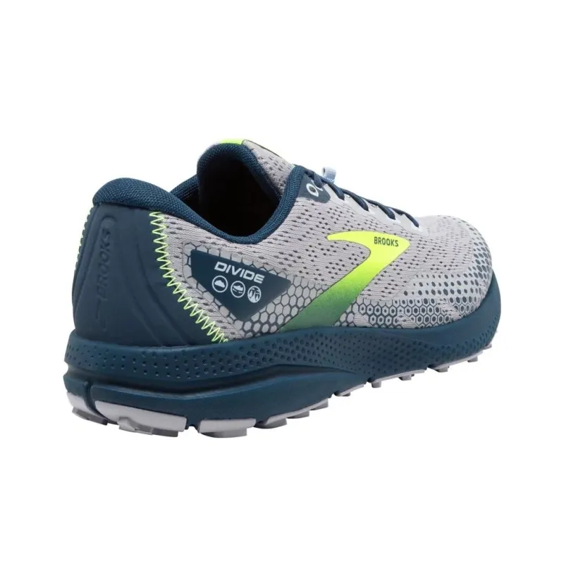 Brooks Anti-Slip Wear-Resistant Low-Top Running Shoes Men's Gray Blue Yellow-3