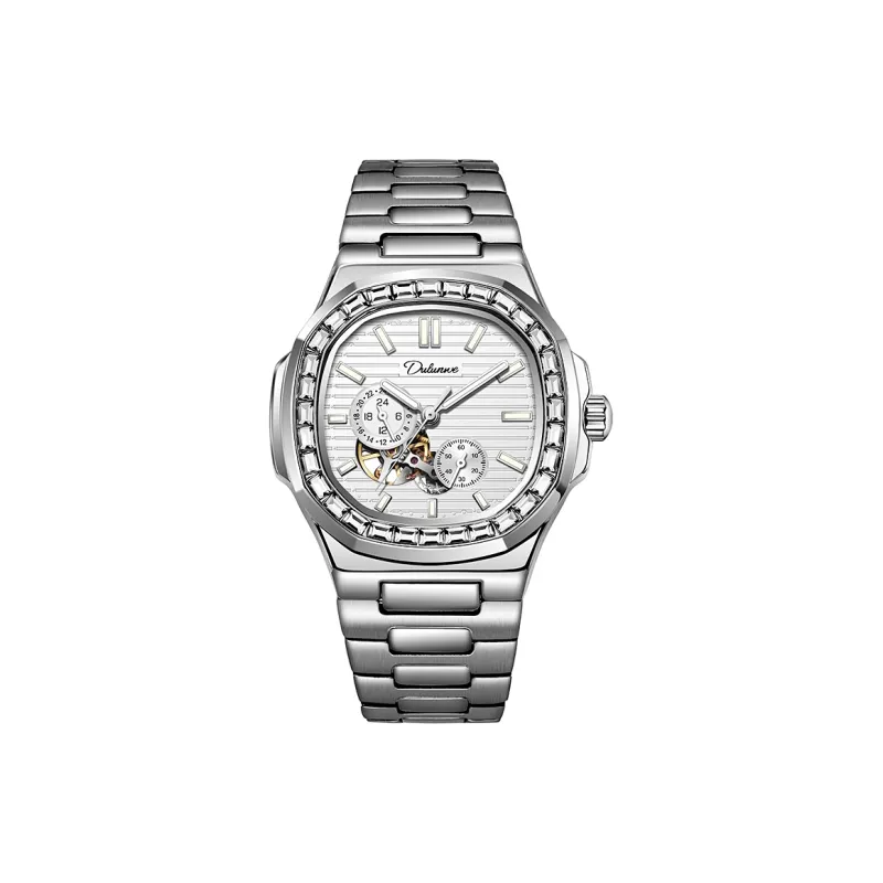 Dulunwe Automatic Mechanical Movement Metal Strap Watch Men's Watches Silver Dial-1