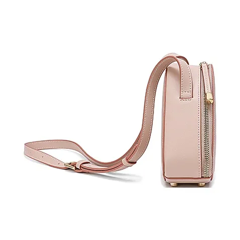 Ancient Yi Xi Cow Leather Cheongsam Crossbody Bag Small Size Women's Peach Blossom Pink-3