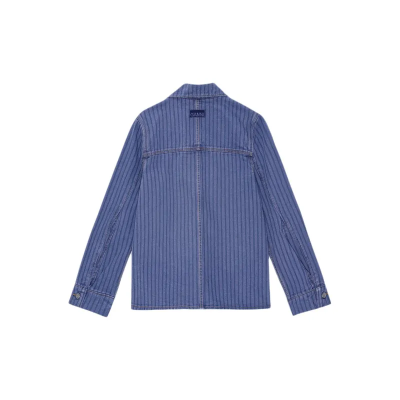 GANNI Striped Denim Jacket-1