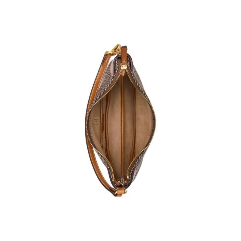 Polo Ralph Lauren Polo ID Fabric Cow Leather Patchwork Handbag Shoulder Bag Unisex Brown-3