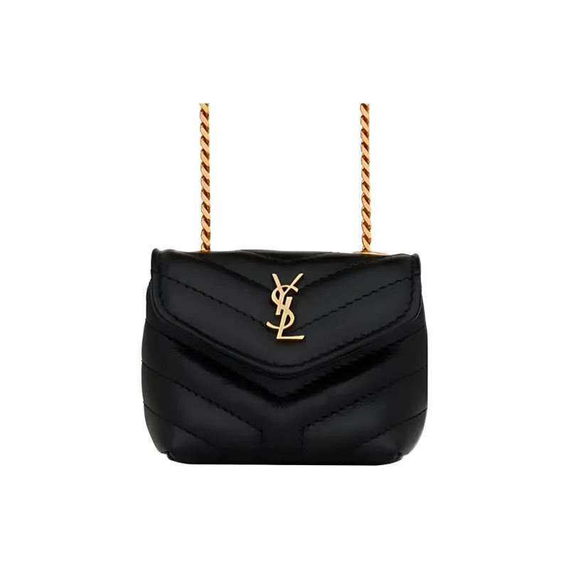 SAINT LAURENT LOULOU Cow Leather Earphone Case Shoulder Bag Crossbody Bag Women's Black-0