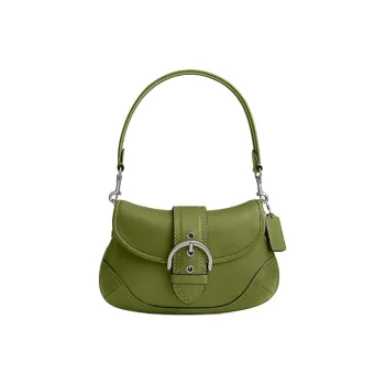 COACH Soho Cow Leather Hobo Bag, One Shoulder Handbag Medium Size Women's Dark Lime