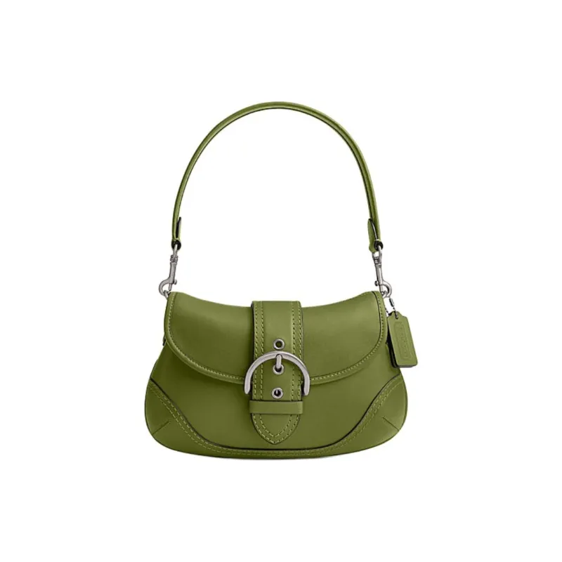 COACH Soho Cow Leather Hobo Bag, One Shoulder Handbag Medium Size Women's Dark Lime-0