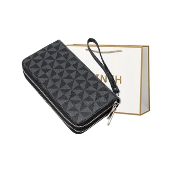 BRINCH Printed Material Wallet Regular Unisex Black/Coffee/White