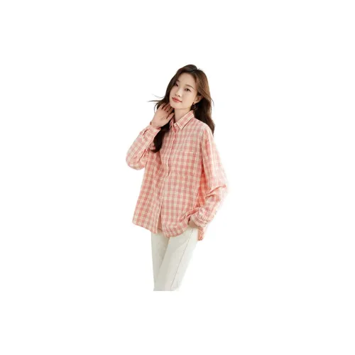 La Chapelle Shirts Women's Pink Plaid