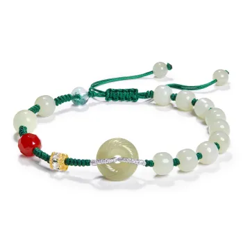 Far Mountain Joe Hetian Jade Bracelets Unisex Pale Greenish-White Jade
