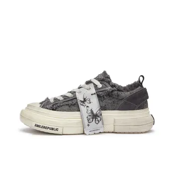 SMILEREPUBLIC Slip Resistant Height Increasing Low Top Canvas Shoes Unisex Gray