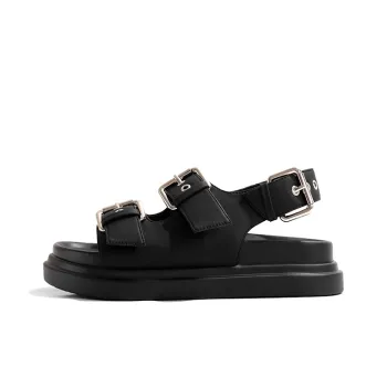 Old Meow Outerwear Flat One Strap Sandals 4cm Women's Black