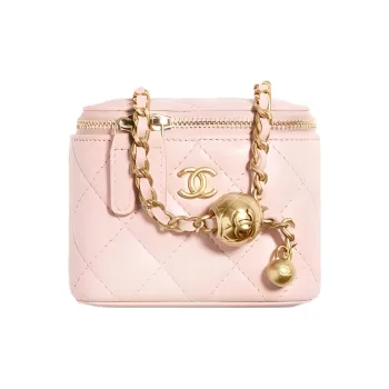 CHANEL Sheepskin Box Bag, Makeup Bag, Shoulder Bag, Clutch, Crossbody Bag Women's Light Pink