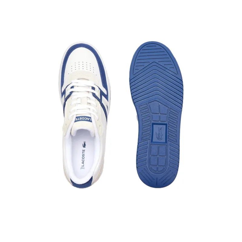 LACOSTE L001 Low-Top Skateboard Shoes Men's White Beige Blue-4
