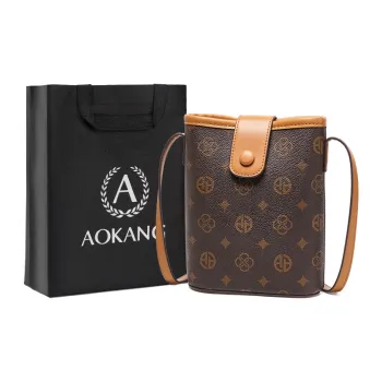 AOKANG PVC Crossbody Bag Mini Women's Coffee/Ecru