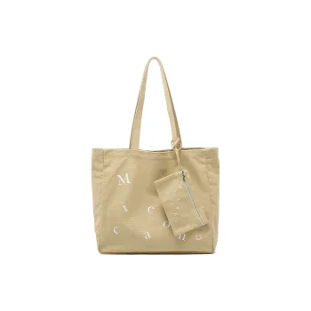 MICOCAH Canvas Tote Bag, Shopping Bag, Handbag, Shoulder Bag Women's Khaki Yellow/Ice Clear Blue/Grapefruit Pink