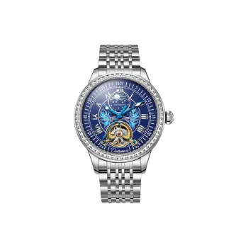 Dulunwe Automatic Mechanical Movement Stainless Steel Watchband Watch Men's Watches Silver Dial